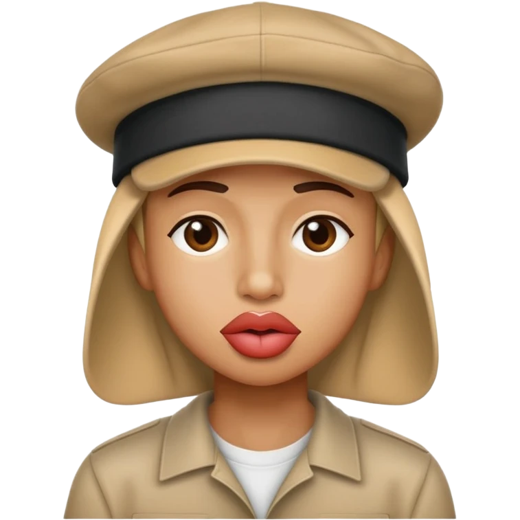 Lip sucked in, backwards hat on emoji