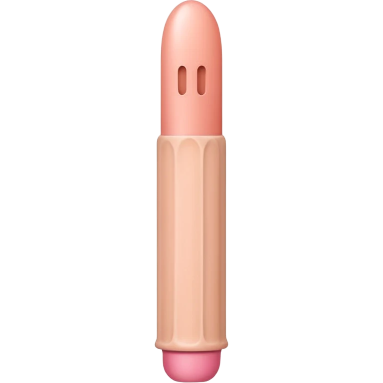 cylindrical skin tone beige-pink penis shaft, no face. at top of penis, add glans tip that is covering approximately 1/8th length of the penis, peach shaped tip and corona line. at the bottom end/base of penis make it flat. add veiny detail on penis shaft emoji