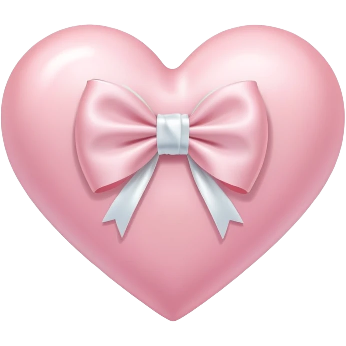 Pastel pink heart with white bow emoji