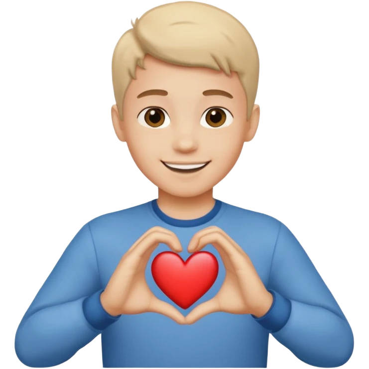 Un garçon beau qui fait un cœur emoji