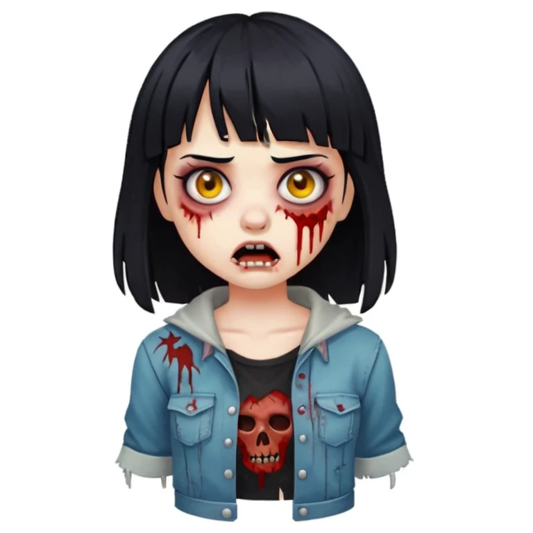 zombie girl emoji with black hair and bangs emoji