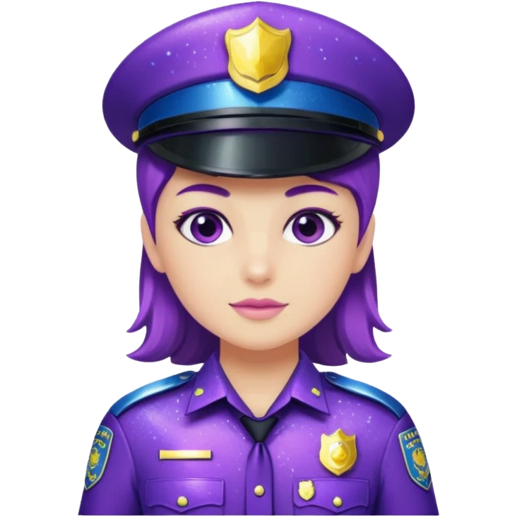 Glitter Purple and Cian police emoji