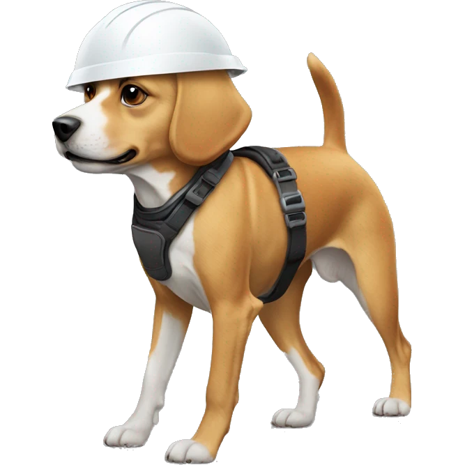 Dog with helmet walking with guy also with helmet on the head  emoji