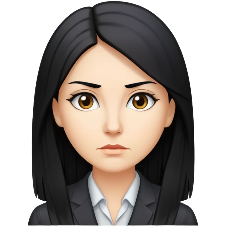 business woman long straight caucasian long black hair emoji