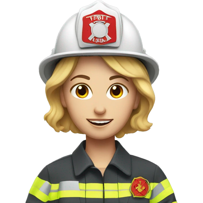 White woman fire fighter in love emoji