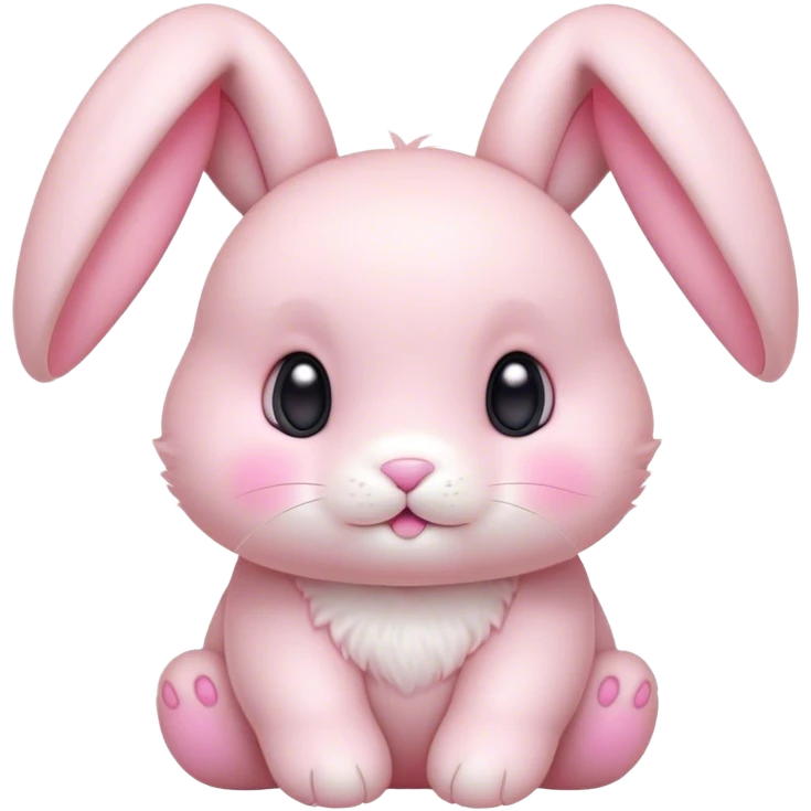 Cinematic adorable pastel pink bunny, chubby cheeks, tiny paws, sparkling round eyes, soft fur with a gentle glow, slightly tilted head, wearing a tiny bow, irresistibly cute and heartwarming. emoji