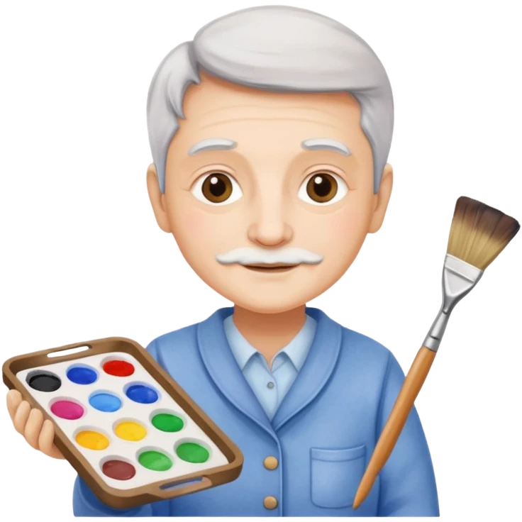 Senior with watercolor tray & brush emoji
