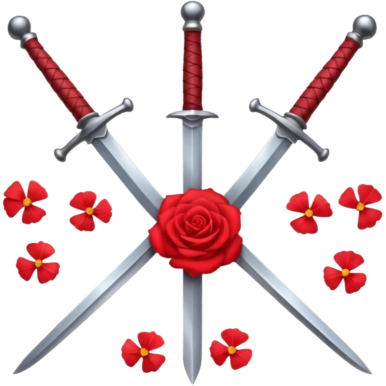 Crossed weapons with a rose emoji
