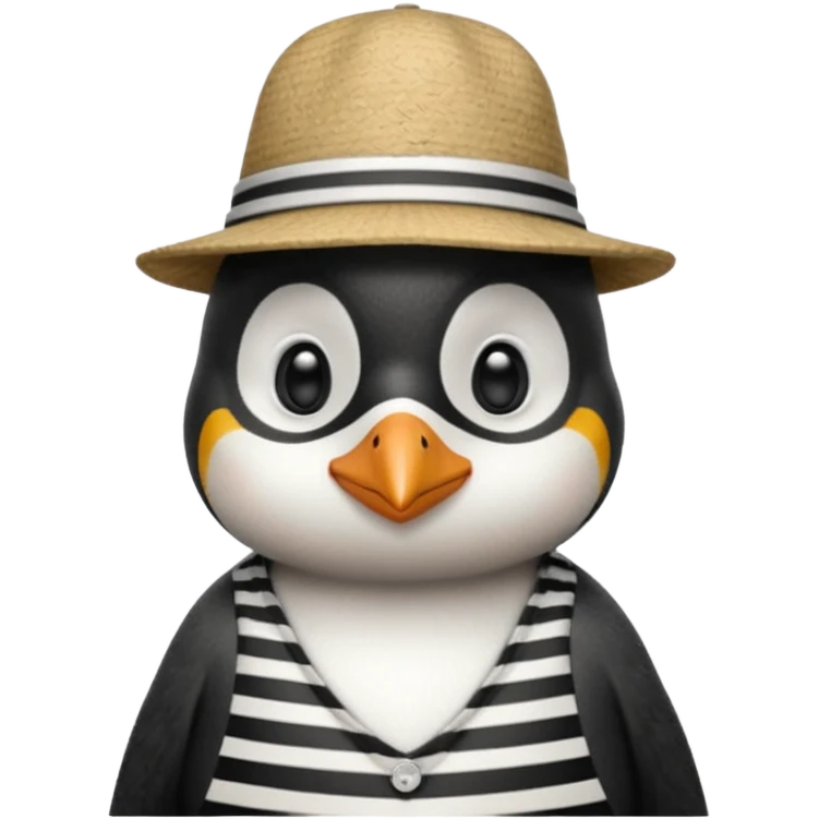 penguin wearing gondolier striped shirt and hat emoji
