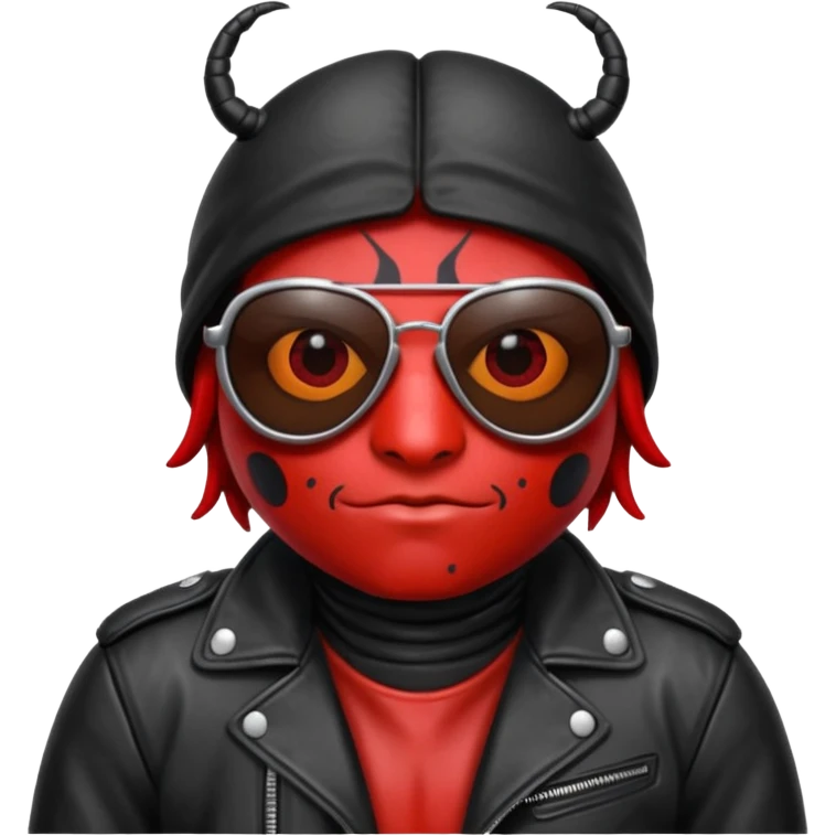 a badass ladybug beetle thug with sunglasses and a leather jacket emoji