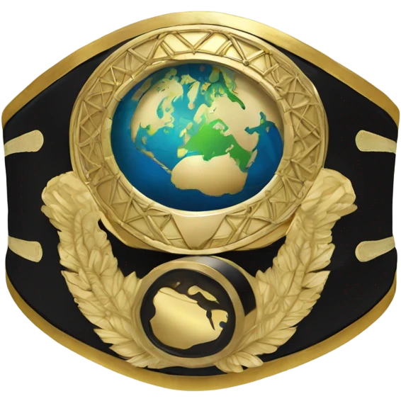 Championship title belt with the earth on front only use the colors gold and black emoji