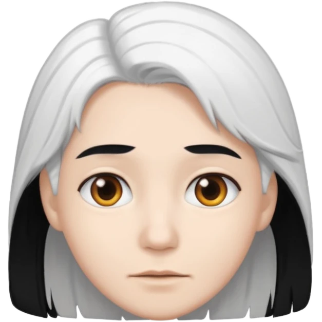 White hair underneath black hair emoji