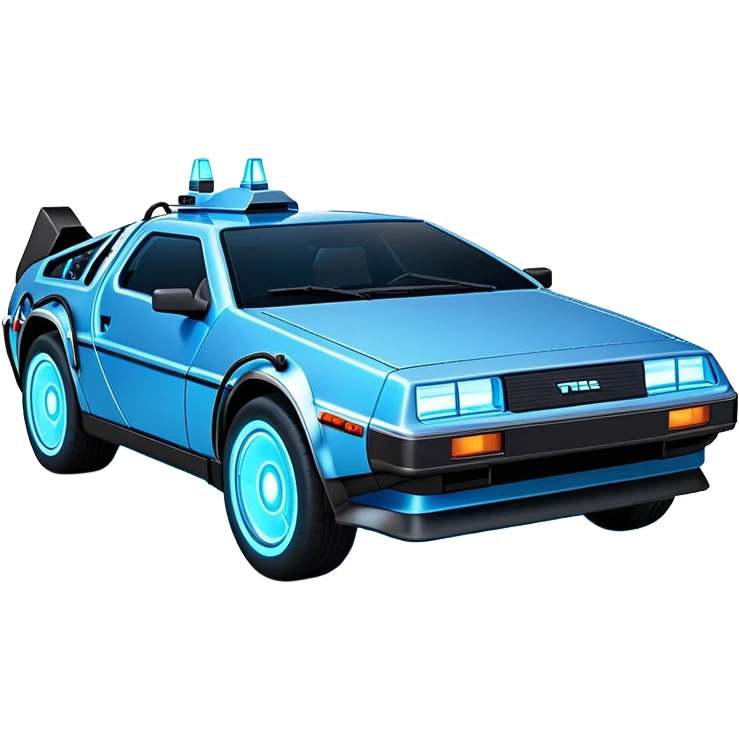 DeLorean car from Back to the Future with Tron movie feel emoji