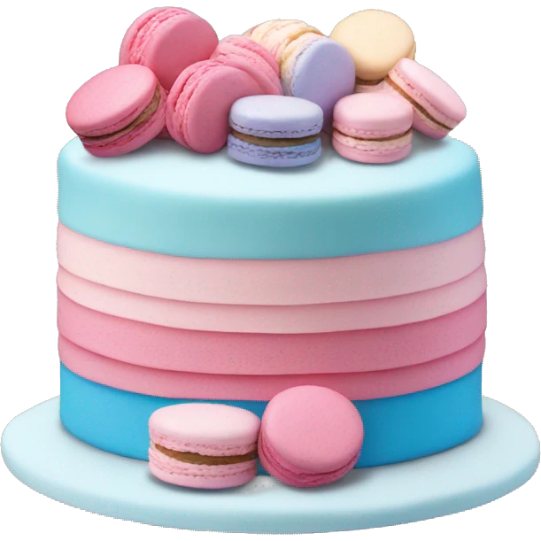 cake, pink and blue, with macaroons  emoji