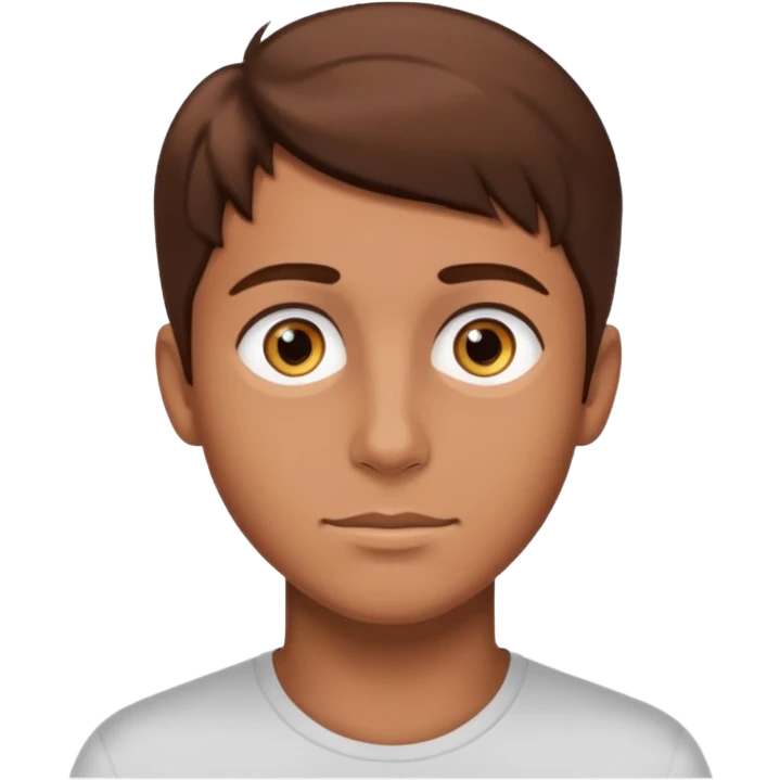 young man with smooth skin, bright eyes, brown hair emoji