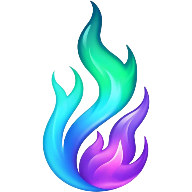 Shiny epic green blue and purple flame emoji