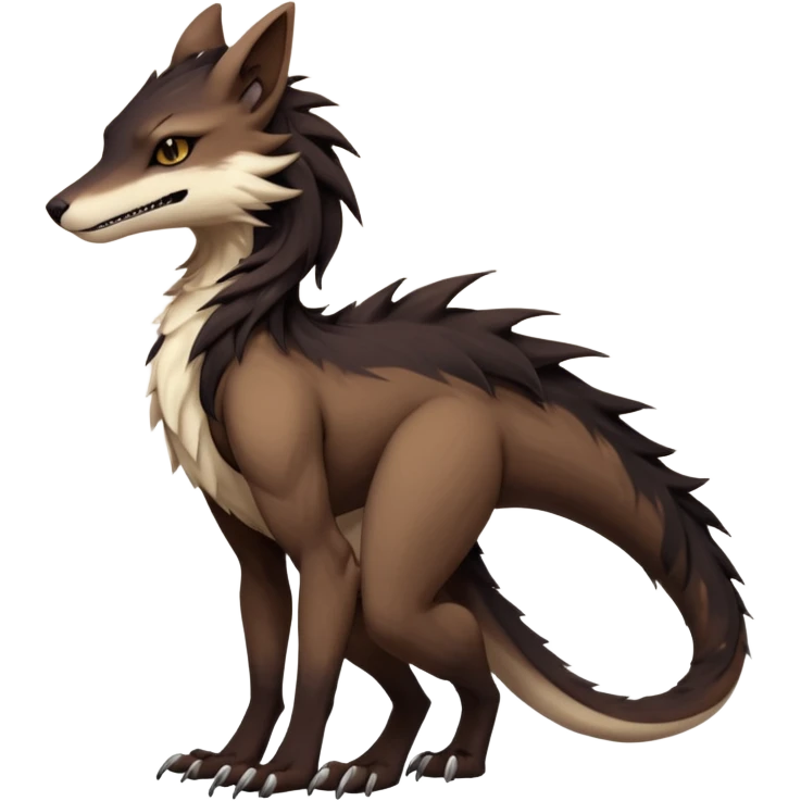 Brown and beige badass elegant wild beautiful natural cute badass epic exotic anthro modern furry sergal-vernid-creature, full body, dark-brown-black-gradient pretty hair, aesthetic, art by LiLaiRa, art by art by Falvie emoji