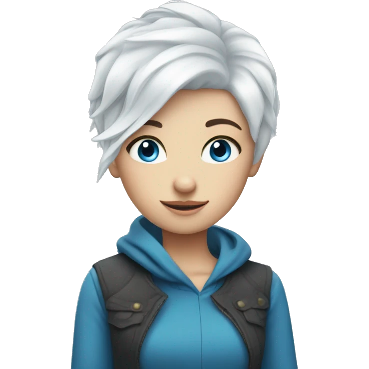white haired girl with blue eyes and pixie hair emoji