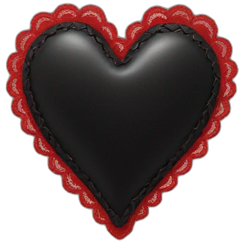 black leather heart with red lace emoji