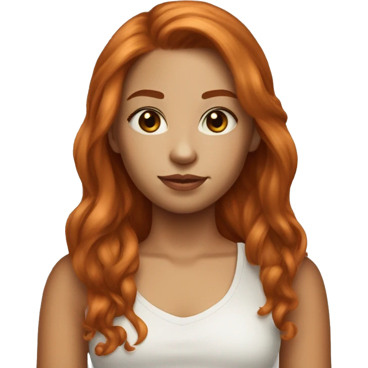 lightskik girl situ furly hair colored ginger, brown eyes,  emoji