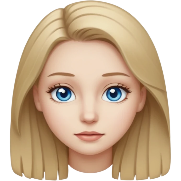 Girl with pale skin dark blonde hair and eye lashes emoji