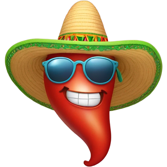 pepper with sombrero and sunglasses and necklace emoji