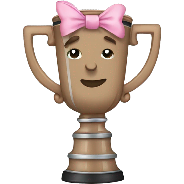 brown stanley cup with a cute pink bow emoji