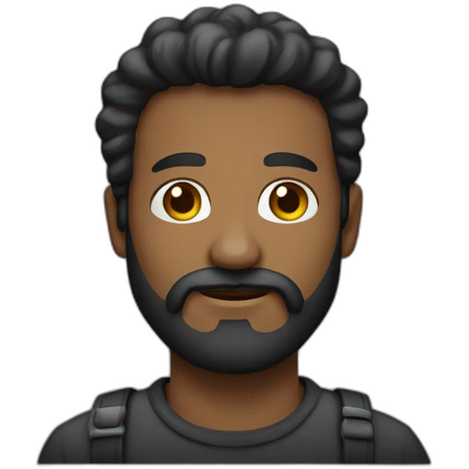 Hombre calvo con barba negra emoji