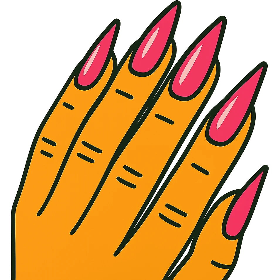vibrant toon style pink gothic nails emoji