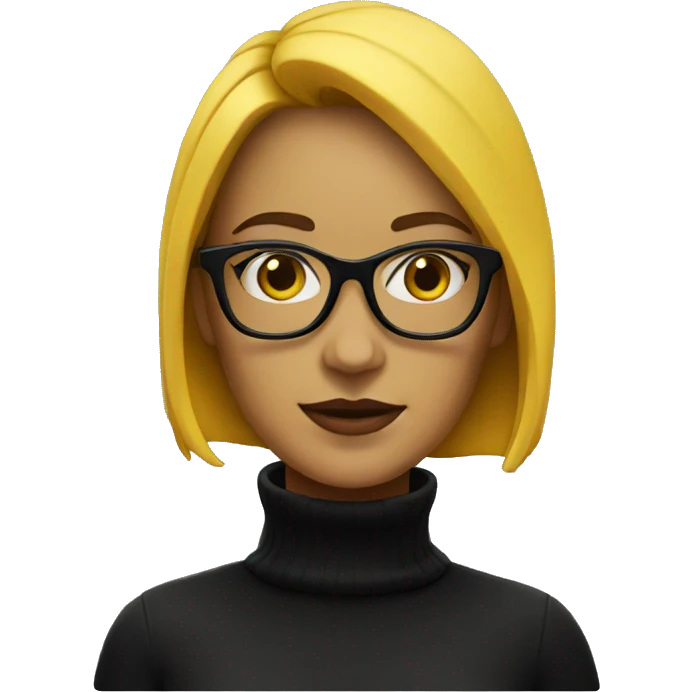 yellow woman in glasses and black turtleneck emoji