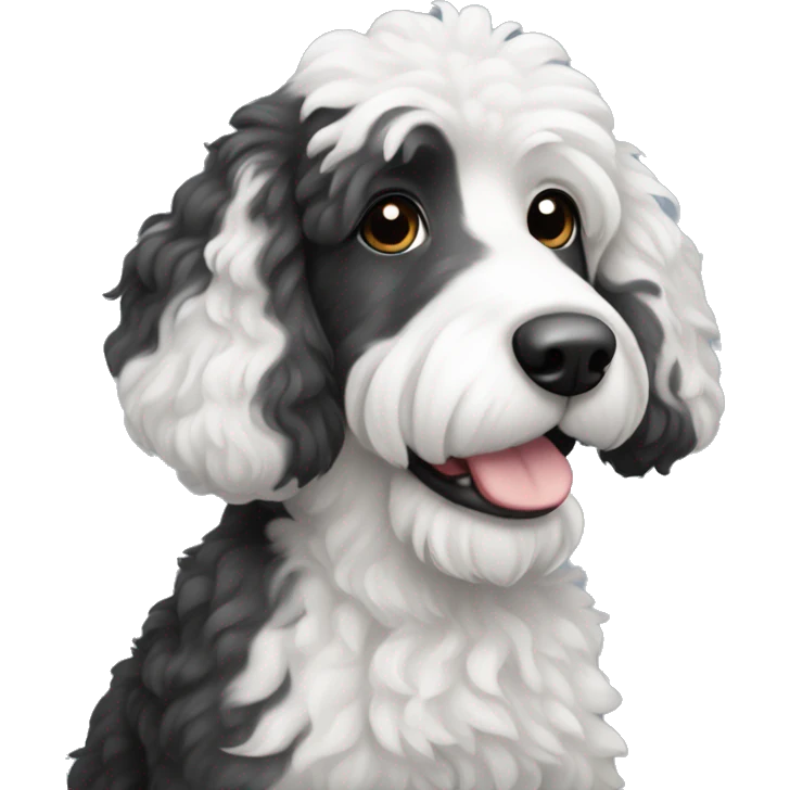Black white and gray bernadoodle emoji