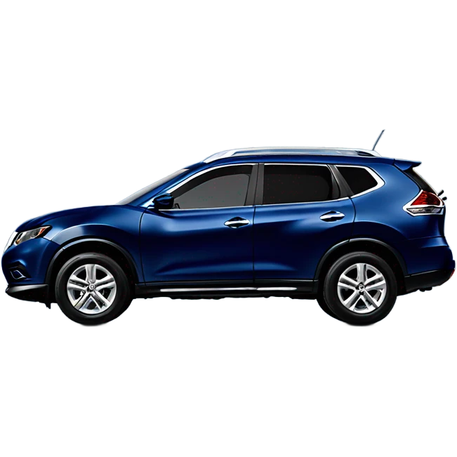 Car, dark blue 2014 Nissan Rogue, side shot emoji