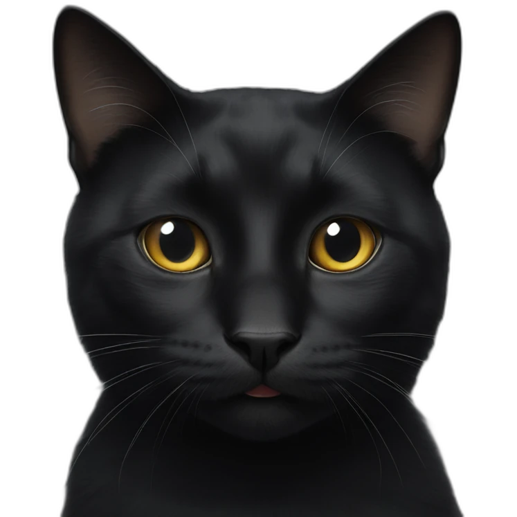 hyperrealist black cat with a small white spot above mouth emoji