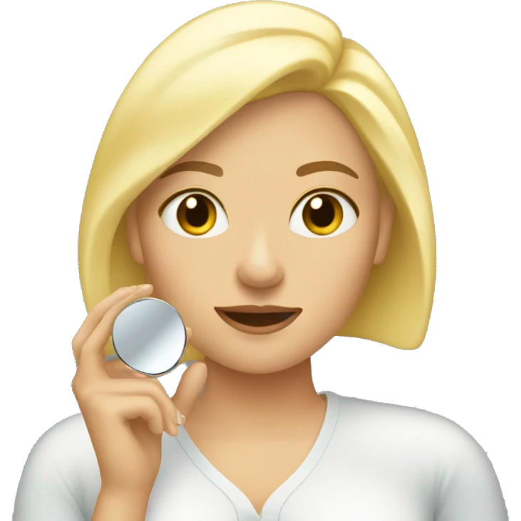 blond woman looking with the mirror in the hand  emoji