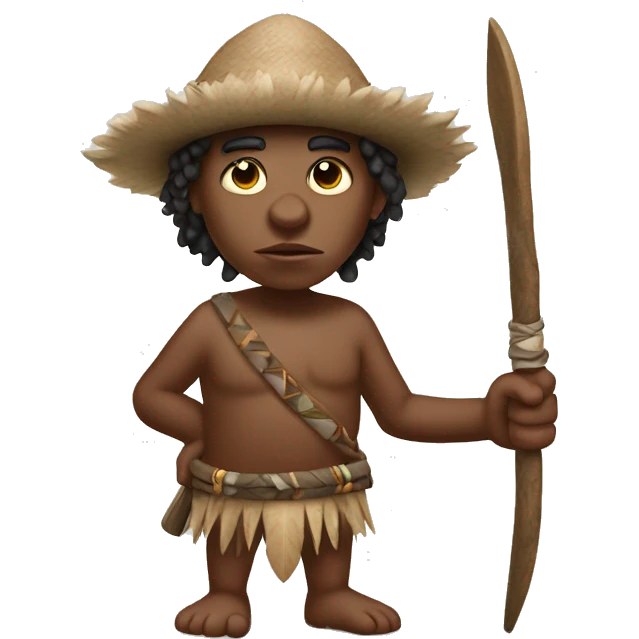 Aborigine with spear in a hand hunting emoji