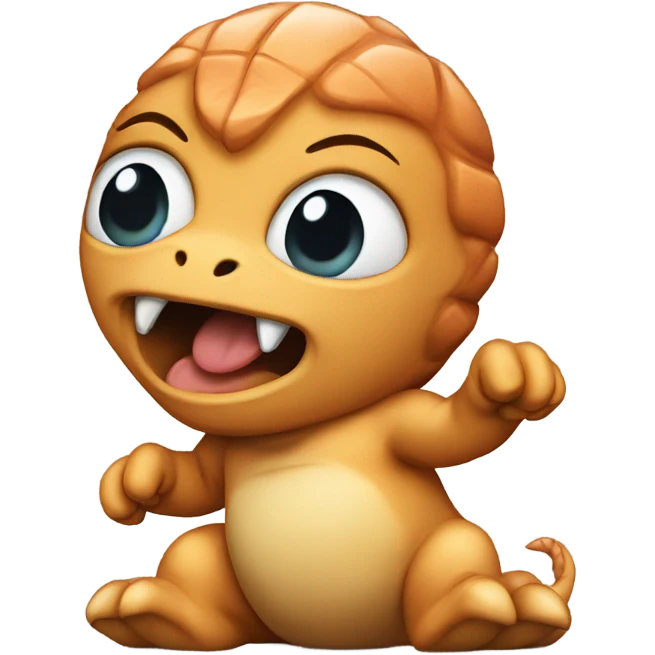 Baby fighting dinosaur emoji