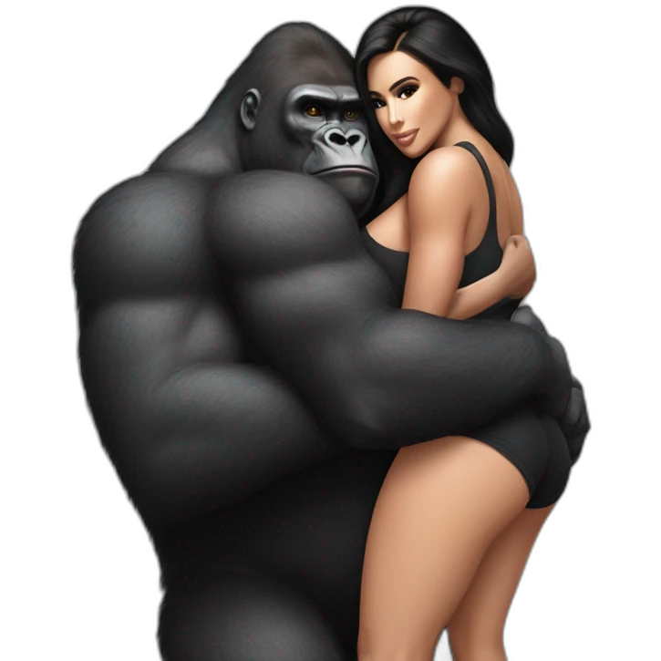 Big Buff Gorilla holding Kim Kardashian from back emoji