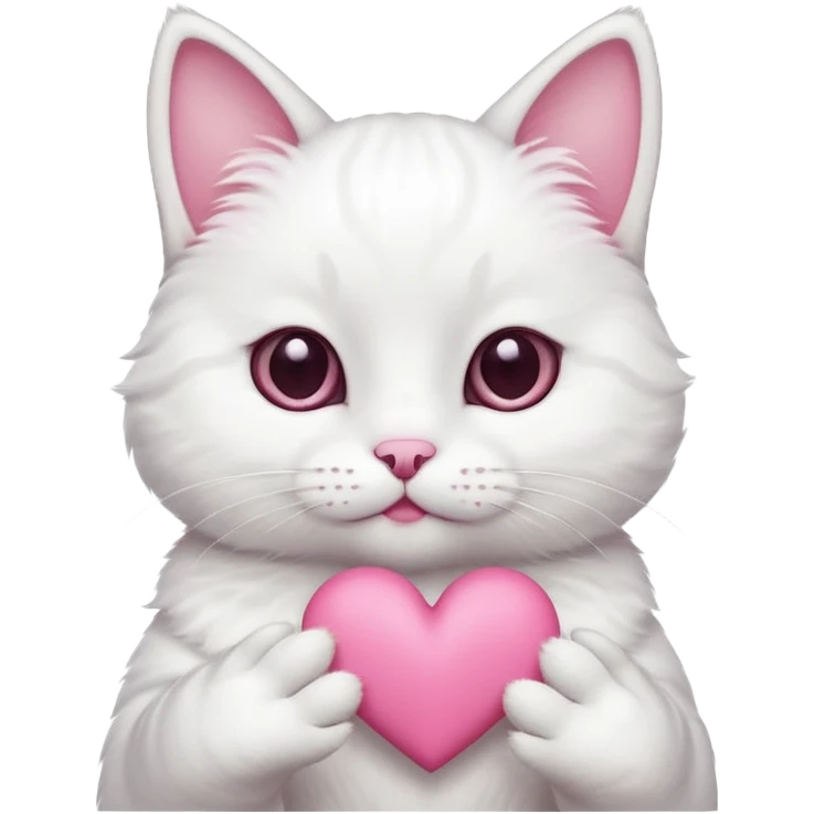 Cute white cat making heart shape with his hand emoji
