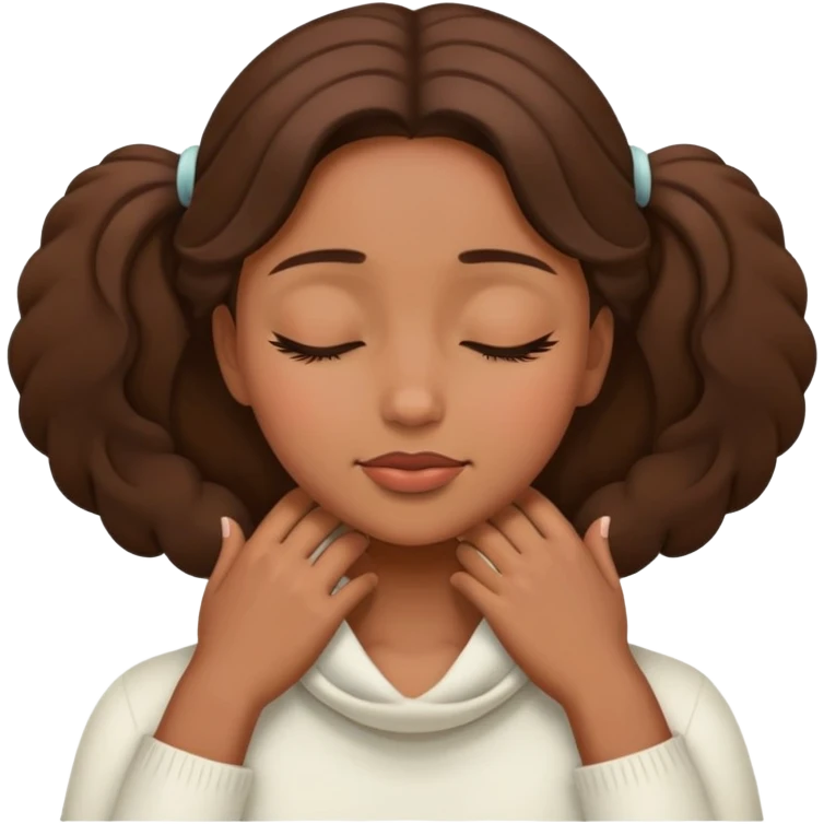 Girl with hands around her neck eyes shut emoji