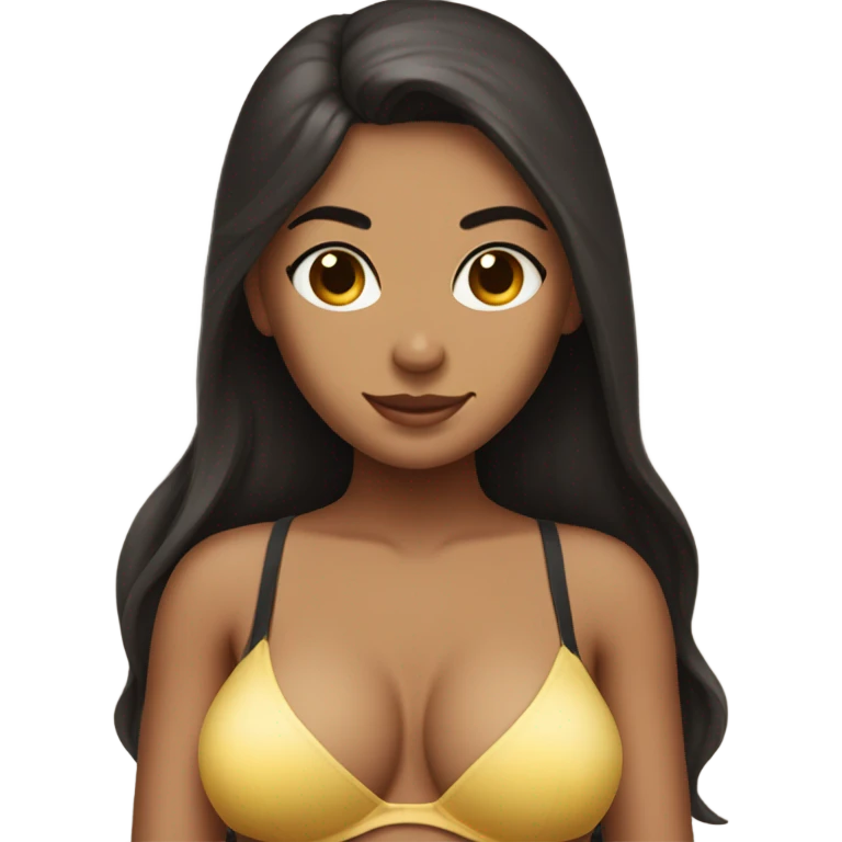 Hourglass woman bikini long dark hair emoji
