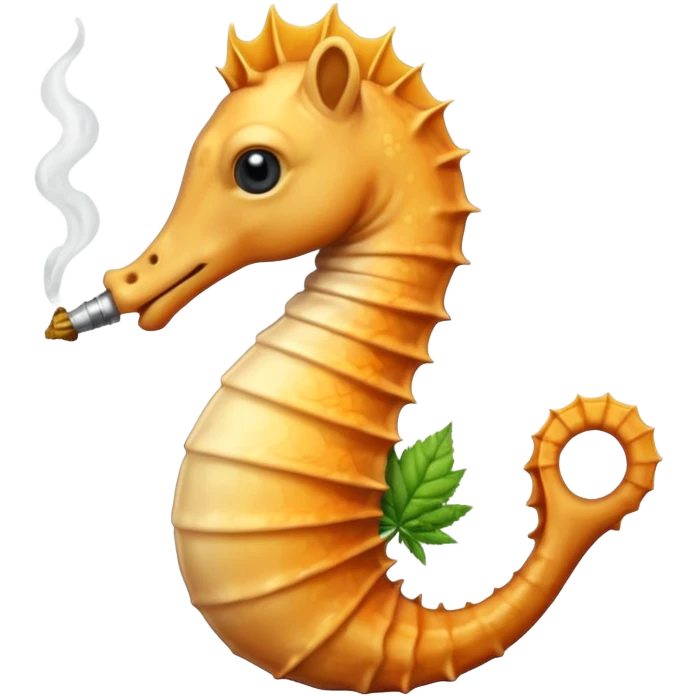 Relaxed seahorse smoking weed  emoji
