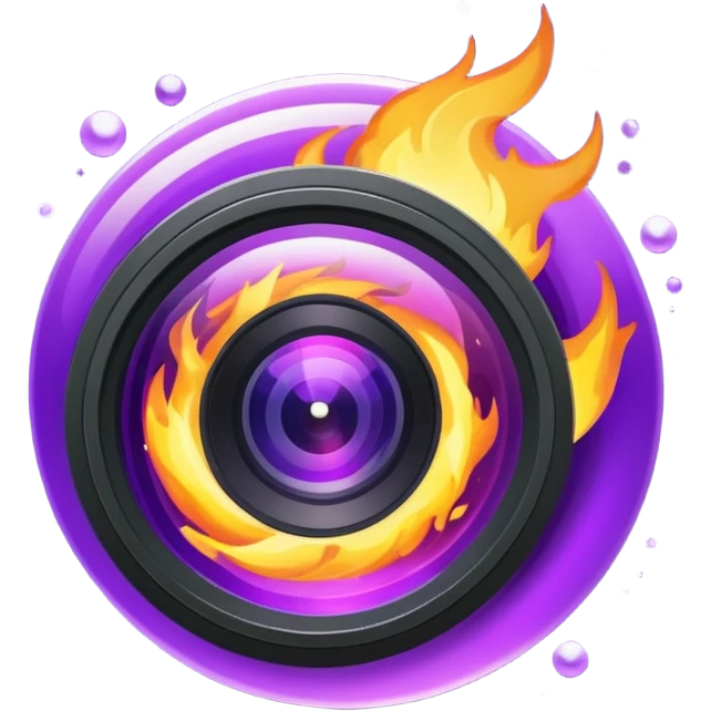 Glitter Fire Camera Purple emoji
