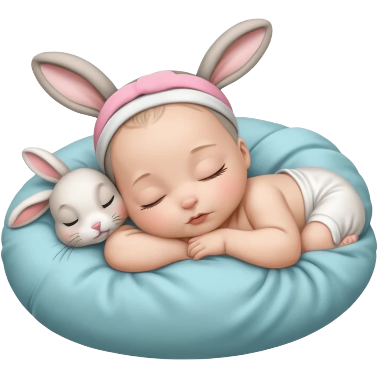 Sleeping white Newborn with bunny headband emoji