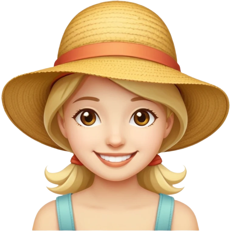 girl with a sunhat, smiling emoji