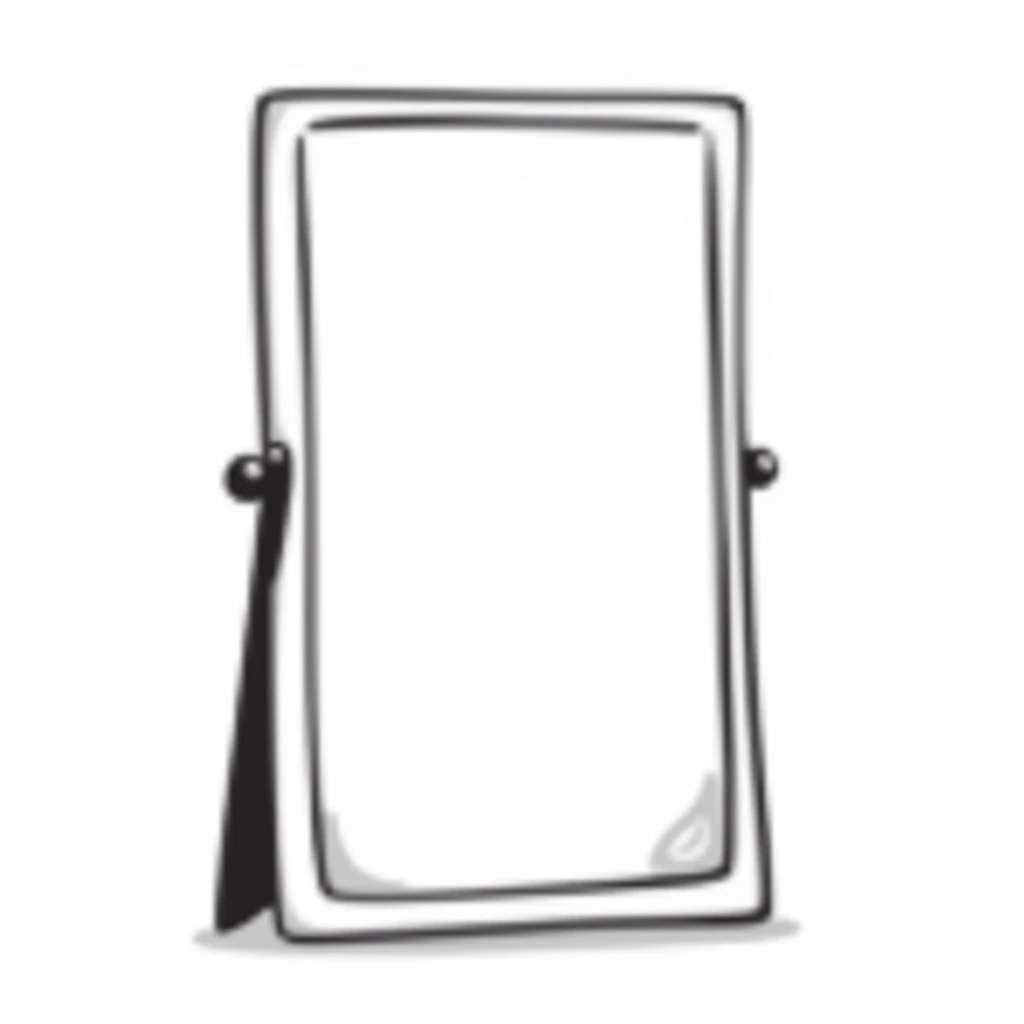 tall mirror with hand-drawn look emoji
