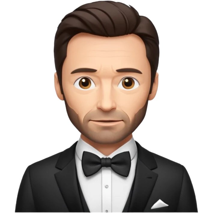 Hugh Jackman with suit with bow tie emoji