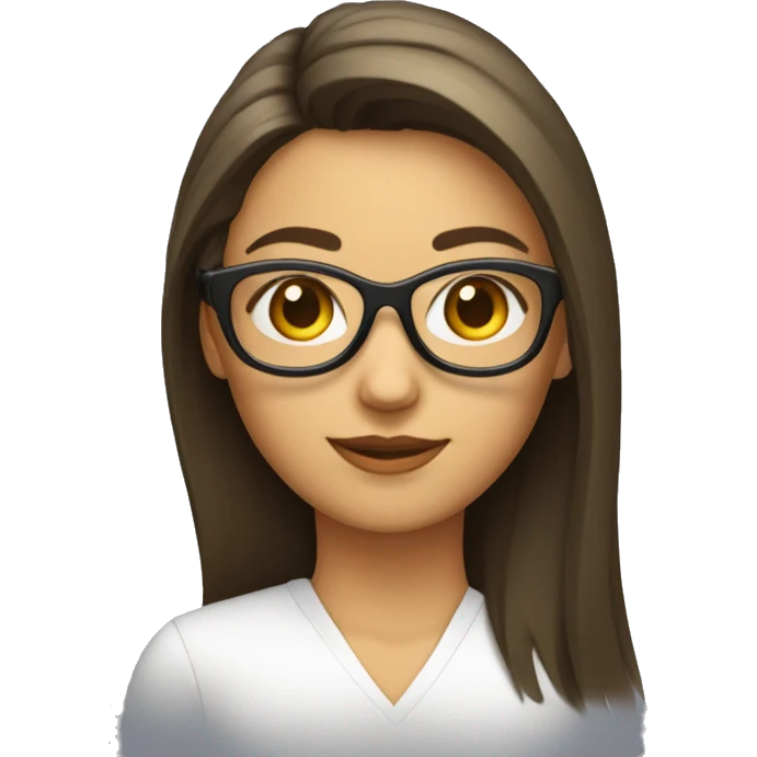 Una mujer con pelo por el cuello flequillo y gafas emoji