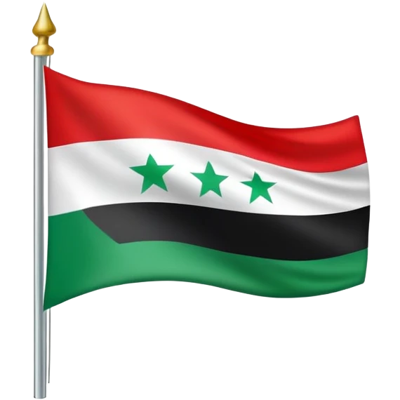 New syrien flag , green then white with 3 red stars then black emoji