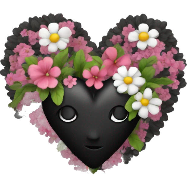 black heart with flowers around it emoji
