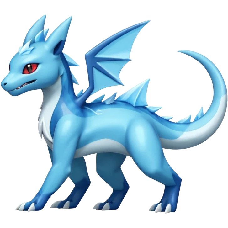 Shiny Glacéd Glacier Salandit-Glaceon-Salamence-hybrid-fusion (full body) emoji